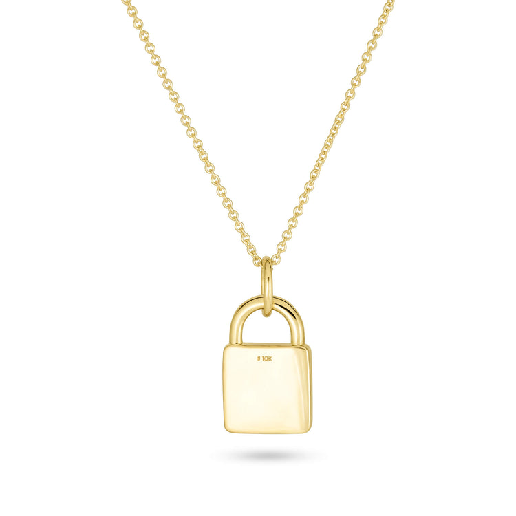 Stone and Strand 10K Yellow Gold Almost Forever Pave Lock Necklace Rear Image