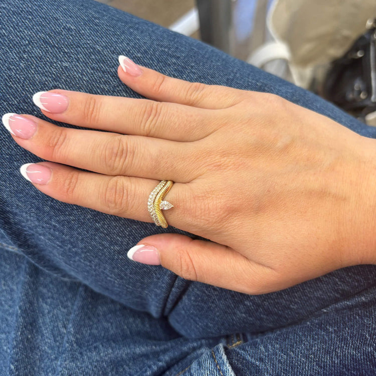 Image of 14K Yellow Gold Anjelica Pave Stacking Ring with Stone and Strand Rings