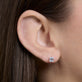 Image of 14K White Gold Aquamarine   Shield Of Strength Earrings on Models Ear