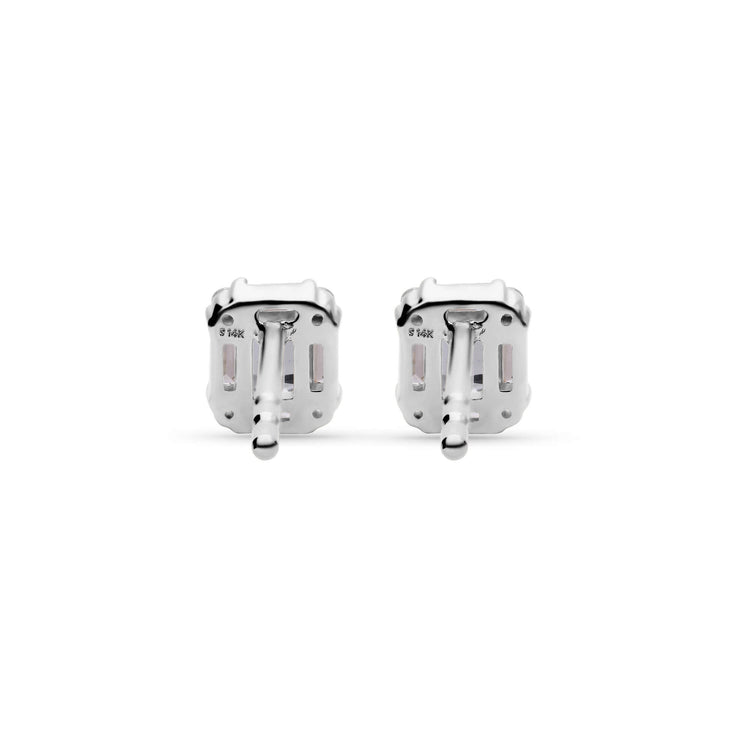 Stone and Strand 14K White Gold Aquamarine Shield of Strength Earrings Rear Image