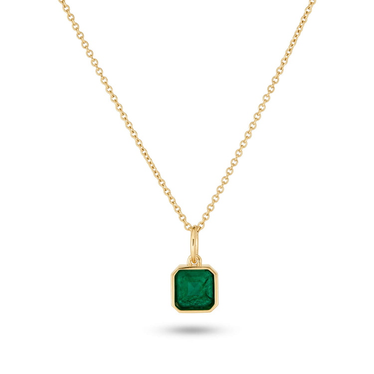 Stone and Strand 14K Yellow Gold Asscher Cut Emerald Luxe Necklace Front Image