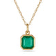 Stone and Strand 14K Yellow Gold Asscher Cut Emerald Luxe Necklace Close Up Image