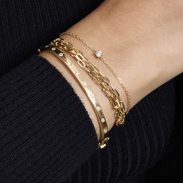 Image of 14K Yellow Gold Aurora Birthstone Bracelet with Stone and Strand Bracelets