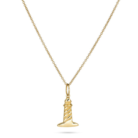 Stone and Strand 10K Yellow Gold Back To Shore Lighthouse Necklace Close Up Image