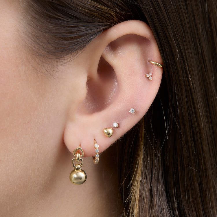 Image of 14K Yellow Gold Ball Drop Earrings with Stone and Strand Earrings