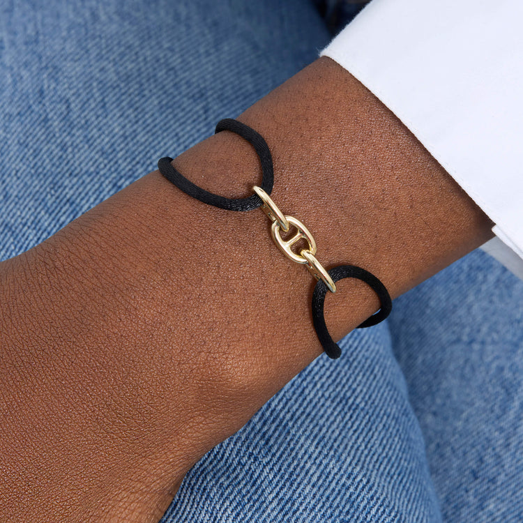 Image of 14K Yellow Gold Beacon Friendship Bracelet on Models Arm