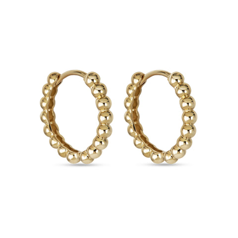 Stone and Strand 10K Yellow Gold Dainty Beaded Huggies Side Image