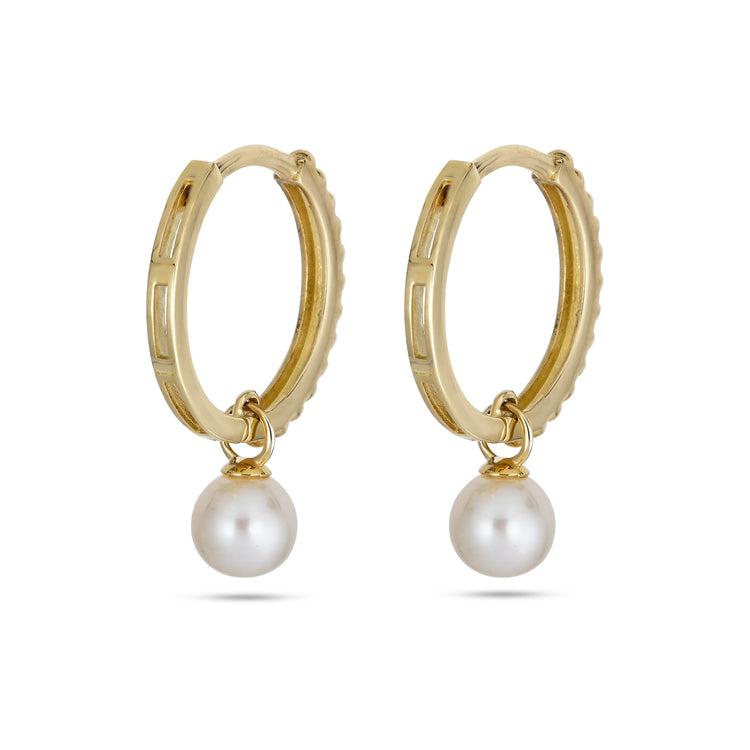 Beaded Pearl Huggies