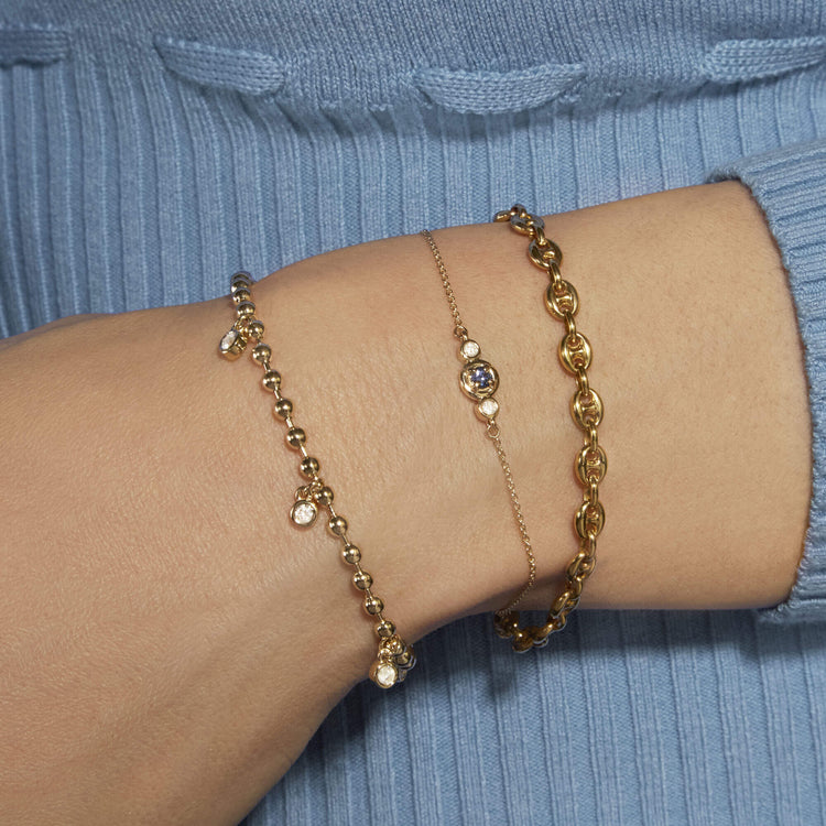 Image of 10K Yellow Gold Bedazzle Diamond Bracelet with Stone and Strand Bracelets