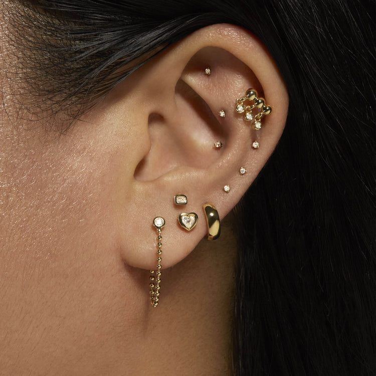 Image of 14K Yellow Gold Bedazzle Diamond Earrings with Stone and Strand Earrings