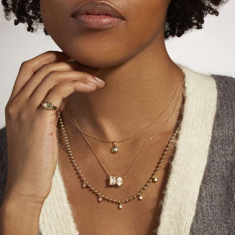 Image of 14K Yellow Gold Bedazzle Diamond Necklace with Stone and Strand Necklaces