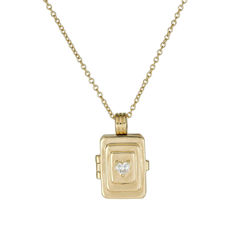 Stone and Strand 14K Yellow Gold Beekman Heart Locket Necklace Front Image