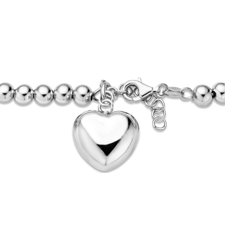 Stone and Strand Sterling Silver Big Hearted Puffed Bracelet Close Up Image