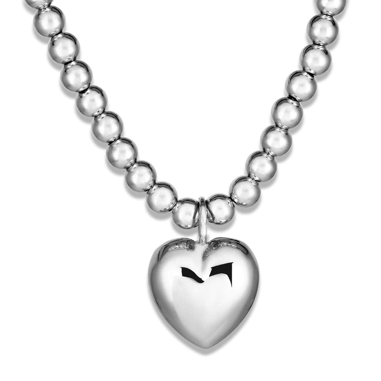Stone and Strand Sterling Silver Big Hearted Puffed Necklace Close Up Image
