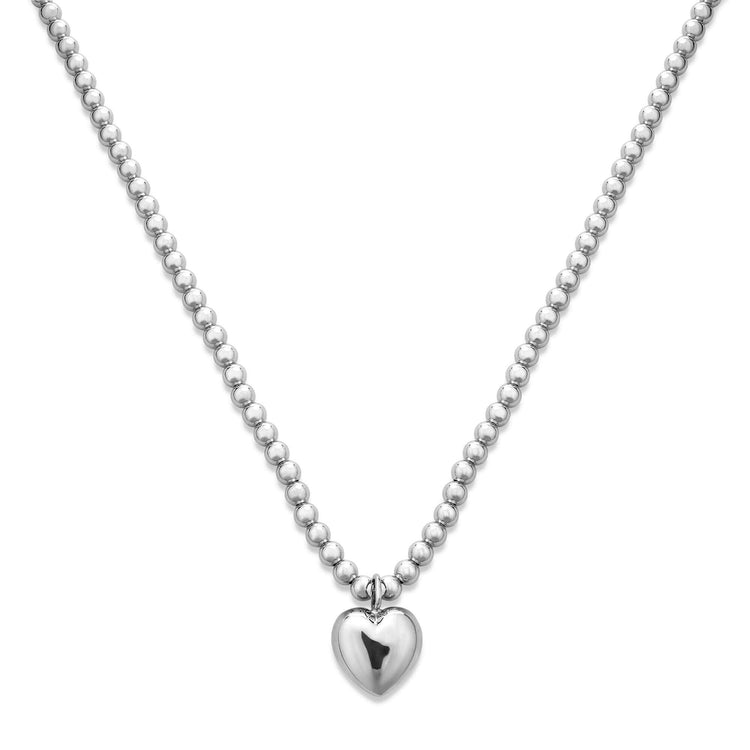 Stone and Strand Sterling Silver Big Hearted Puffed Necklace Image