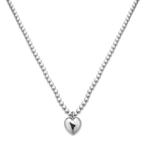 Stone and Strand Sterling Silver Big Hearted Puffed Necklace Image