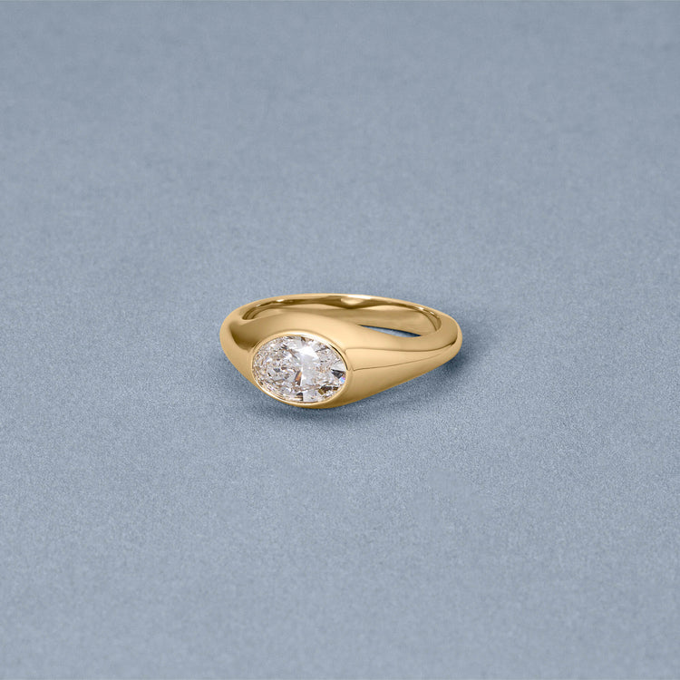 Stone and Strand 14K Yellow Gold Birthstone Icon Pinky Ring Editorial Image