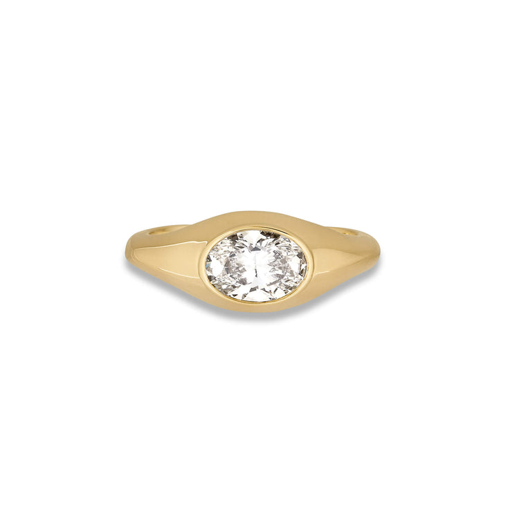 Stone and Strand 14K Yellow Gold Birthstone Icon Pinky Ring Front Image