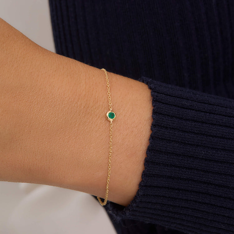 Image of 14K Yellow Gold Birthstone Solitaire Bracelet on Models Arm