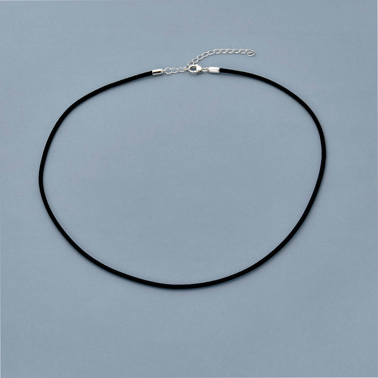 Stone and Strand Sterling Silver Black Nylon Cord Necklace Editorial Image