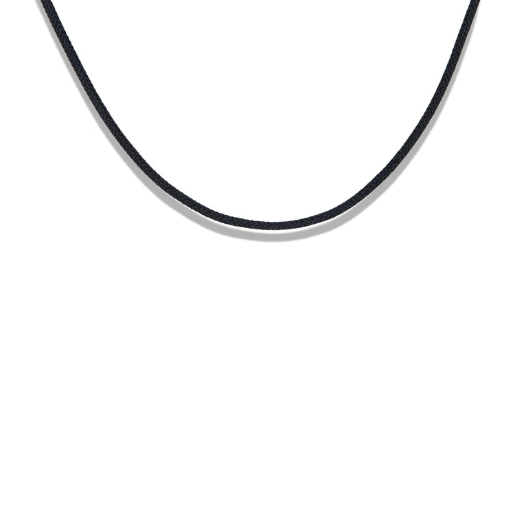Stone and Strand Sterling Silver Black Nylon Cord Necklace Close Up Image