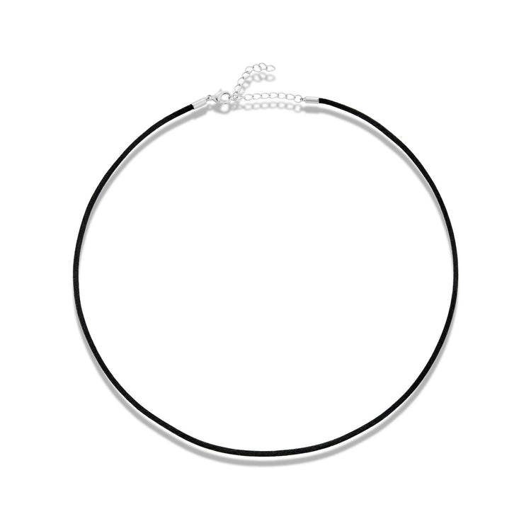 Stone and Strand Sterling Silver Black Nylon Cord Necklace Front Image