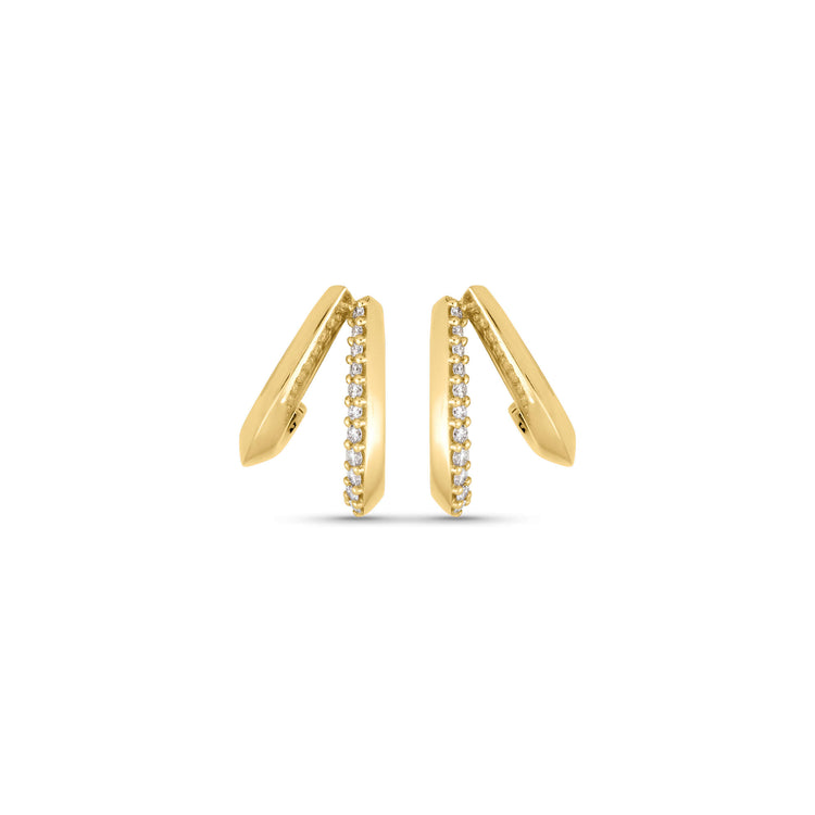 Stone and Strand 14K Yellow Gold Blair Diamond Pave Cuff Earrings Front Image