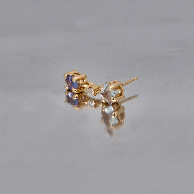 Stone and Strand 10K Yellow Gold Blue Lagoon At Twilight Diamond and Gemstone Drop Earrings Editorial Image