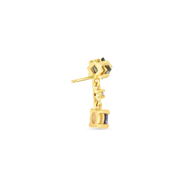Stone and Strand 10K Yellow Gold Blue Lagoon At Twilight Diamond and Gemstone Drop Earrings Rear Image