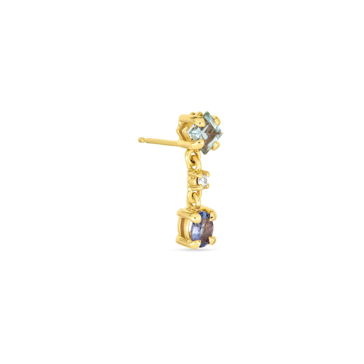 Stone and Strand 10K Yellow Gold Blue Lagoon At Twilight Diamond and Gemstone Drop Earrings Side Image