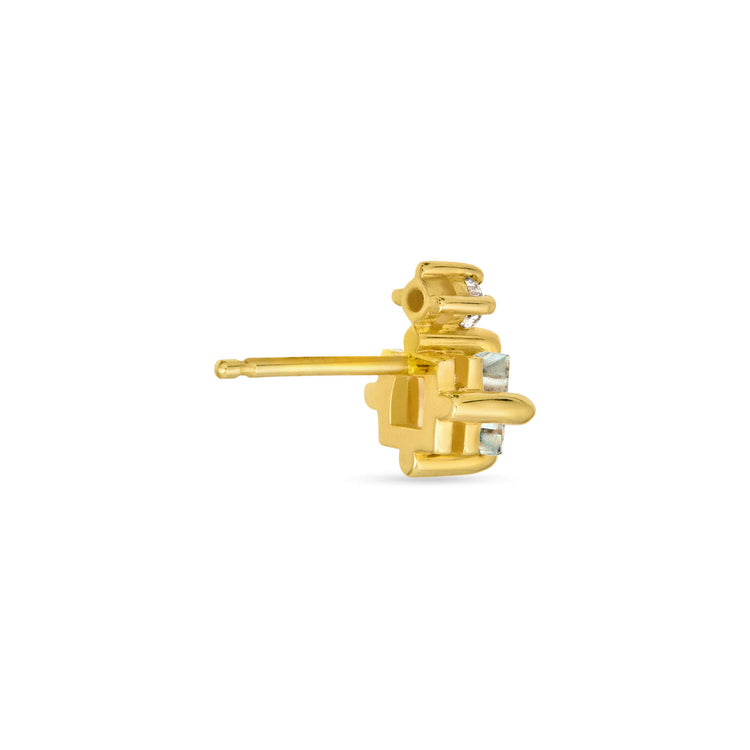 Stone and Strand 10K Yellow Gold Blue Lagoon Diamond and Aquamarine Buddy Stud Rear Image