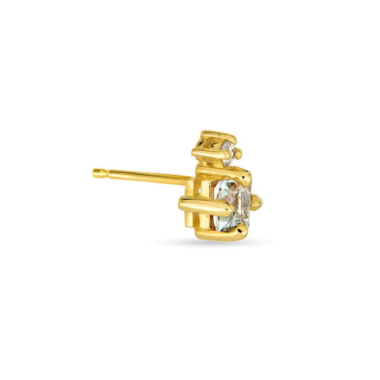 Stone and Strand 10K Yellow Gold Blue Lagoon Diamond and Aquamarine Buddy Stud Side Image