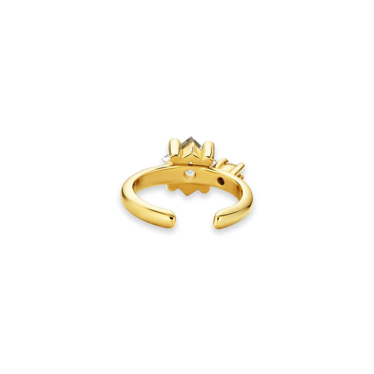 Stone and Strand 10K Yellow Gold Blue Lagoon Diamond and Aquamarine Ear Cuff Rear Image