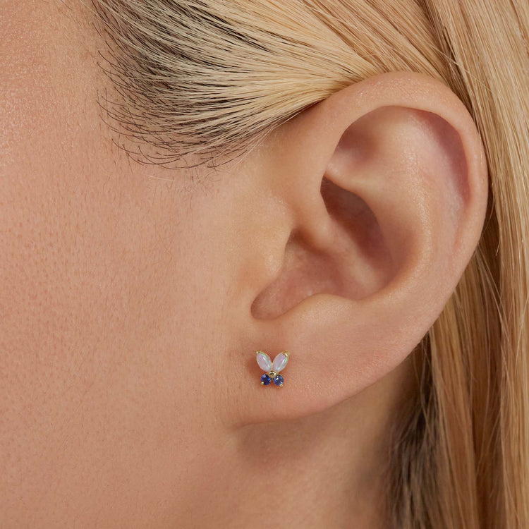 Blue Opal Butterfly Studs