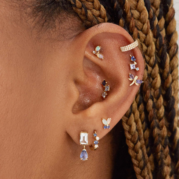 Blue Opal Butterfly Studs