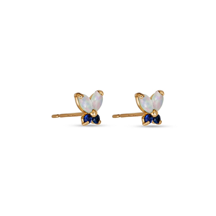 Blue Opal Butterfly Studs