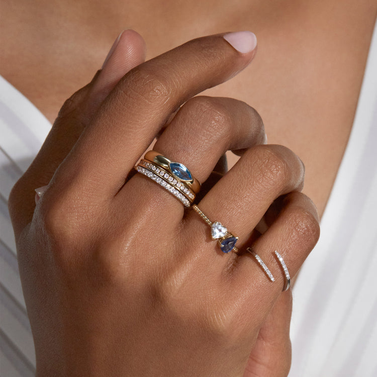 Image of 10K Yellow Gold Blue Skies Gallant Ring with Stone and Strand Rings