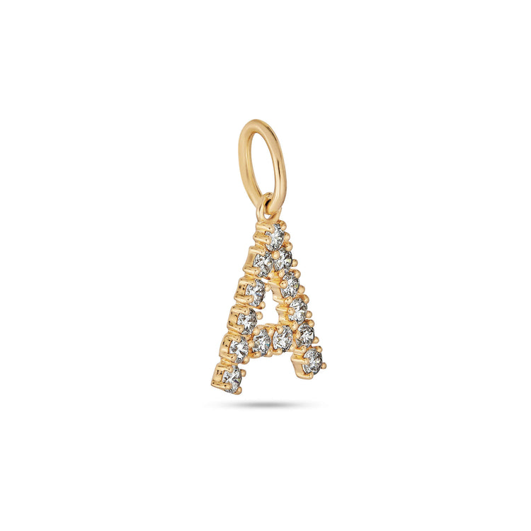 Stone and Strand 14K Yellow Gold Bold Diamond Initial Charm Side Image