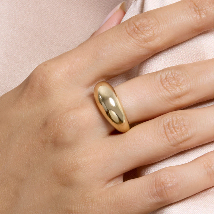 Image of 14K Yellow Gold Bold Form Ring on Models Hand