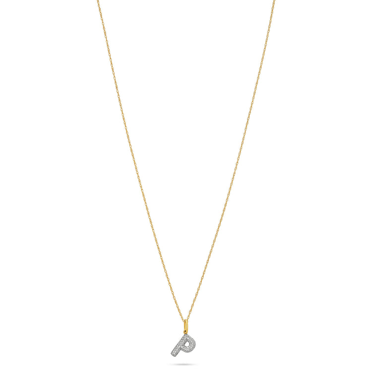 Stone and Strand 10K Yellow Gold Bubble Pave Initial Diamond Necklace Front Image