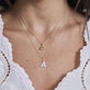 Image of 10K Yellow Gold Bubble Pave Initial Diamond Necklace with Stone and Strand Necklaces