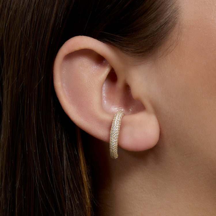 Image of 14K Yellow Gold Bold Pave Suspender on Models Ear