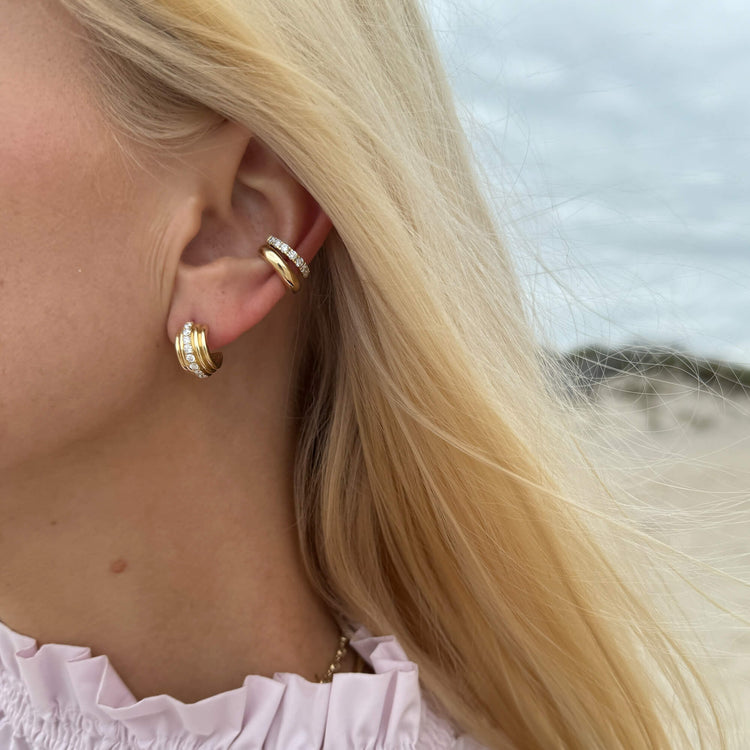 Image of Bold Puff Ear Cuff with Stone and Strand solid gold jewelry