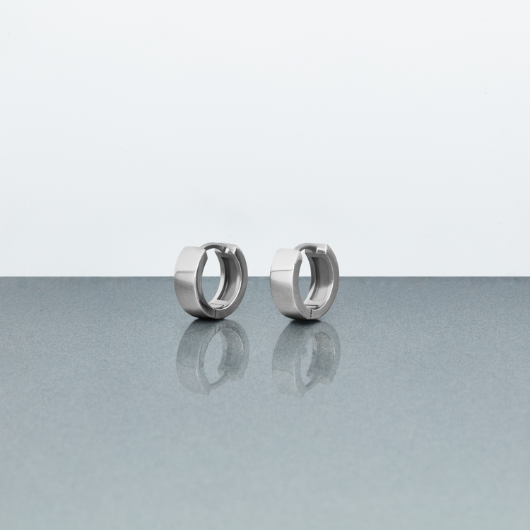 Stone and Strand Sterling Silver Bold Silver Second Hole Huggies Editorial Image