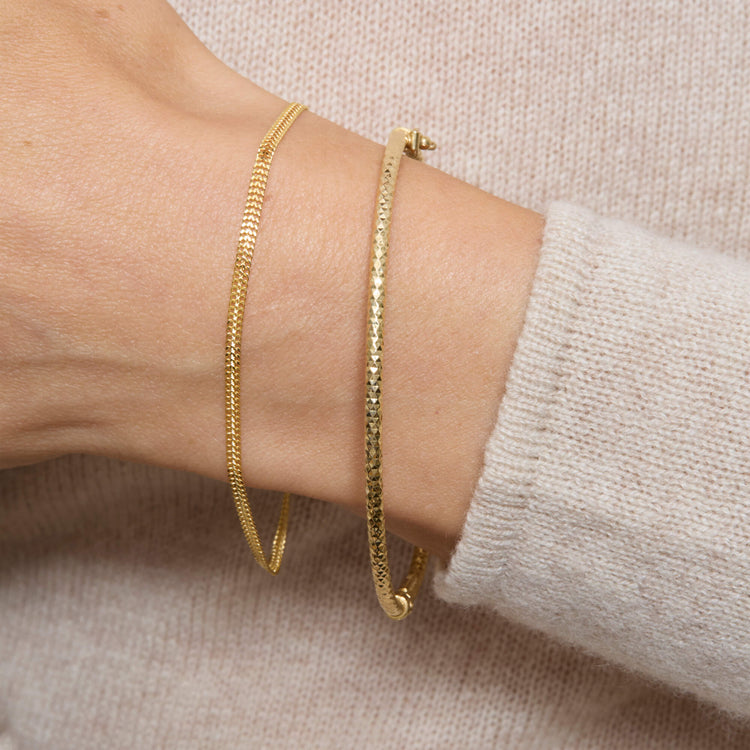 Image of 14K Yellow Gold Bold Sparkle Bracelet with Stone and Strand Bracelets