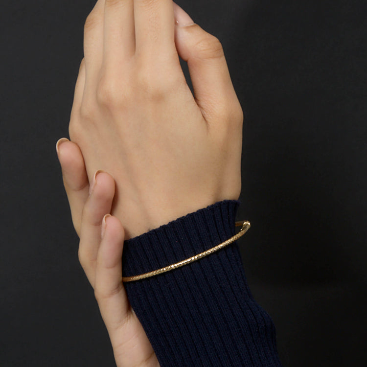 Image of 14K Yellow Gold Bold Sparkle Bracelet on Models Arm