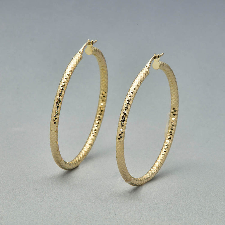 Stone and Strand 14K Yellow Gold Bold Sparkle Large Hoops Editorial Image