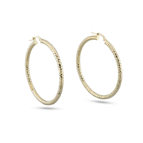 Stone and Strand 14K Yellow Gold Bold Sparkle Large Hoops Side Image