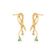 Stone and Strand 14K Yellow Gold Bow Nouveau Diamond and Emerald Gala Earrings Rear Image