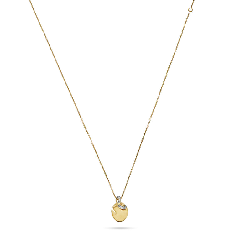 Stone and Strand 10K Yellow Gold Bow Nouveau Diamond Medallion Necklace Front Image